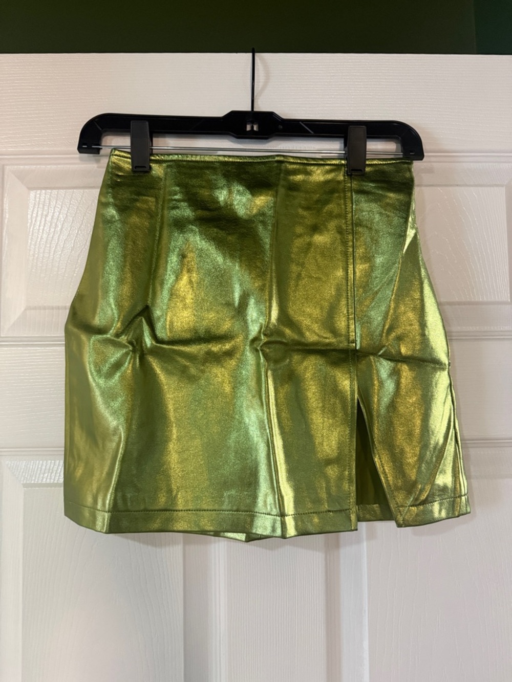 Nasty Gal Faux Leather Metallic Lime Green Mini Skirt